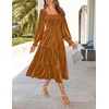 image:imageZESICA Womens Velvet Long Sleeve Cocktail Party Midi DressesCaramel
