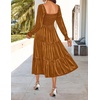 image:imageZESICA Womens Velvet Long Sleeve Cocktail Party Midi DressesCaramel