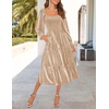 image:imageZESICA Womens Velvet Long Sleeve Cocktail Party Midi DressesChampagne