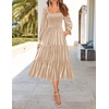 image:imageZESICA Womens Velvet Long Sleeve Cocktail Party Midi DressesChampagne