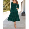 image:imageZESICA Womens Velvet Long Sleeve Cocktail Party Midi DressesDark Green