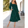 image:imageZESICA Womens Velvet Long Sleeve Cocktail Party Midi DressesDark Green