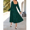 image:imageZESICA Womens Velvet Long Sleeve Cocktail Party Midi DressesDark Green
