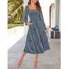image:imageZESICA Womens Velvet Long Sleeve Cocktail Party Midi DressesDusty Blue