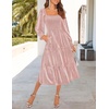 image:imageZESICA Womens Velvet Long Sleeve Cocktail Party Midi DressesPink