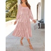 image:imageZESICA Womens Velvet Long Sleeve Cocktail Party Midi DressesPink