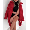 image:imageZESICA Womens Winter Fuzzy Fleece Lapel Button Down Open Front Faux Fur Long Jacket Coat Outwear with PocketsRedSmall