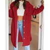 image:imageZESICA Womens Winter Fuzzy Fleece Lapel Button Down Open Front Faux Fur Long Jacket Coat Outwear with PocketsRedSmall