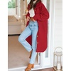 image:imageZESICA Womens Winter Fuzzy Fleece Lapel Button Down Open Front Faux Fur Long Jacket Coat Outwear with PocketsRedSmall