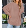 image:imageZESICA Womens Winter Oversized Striped Ribbed Knit SweaterAlmond