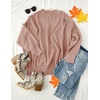 image:imageZESICA Womens Winter Oversized Striped Ribbed Knit SweaterAlmond