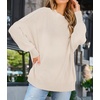 image:imageZESICA Womens Winter Oversized Striped Ribbed Knit SweaterBeige