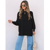 image:imageZESICA Womens Winter Oversized Striped Ribbed Knit SweaterBlack
