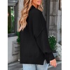 image:imageZESICA Womens Winter Oversized Striped Ribbed Knit SweaterBlack