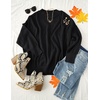 image:imageZESICA Womens Winter Oversized Striped Ribbed Knit SweaterBlack