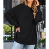 image:imageZESICA Womens Winter Oversized Striped Ribbed Knit SweaterBlack