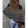 image:imageZESICA Womens Winter Oversized Striped Ribbed Knit SweaterBlackstripe
