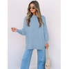 image:imageZESICA Womens Winter Oversized Striped Ribbed Knit SweaterBlue