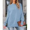 image:imageZESICA Womens Winter Oversized Striped Ribbed Knit SweaterBlue
