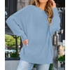 image:imageZESICA Womens Winter Oversized Striped Ribbed Knit SweaterBlue