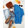 image:imageZESICA Womens Winter Oversized Striped Ribbed Knit SweaterBrightblue