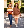 image:imageZESICA Womens Winter Oversized Striped Ribbed Knit SweaterCaramel