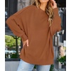 image:imageZESICA Womens Winter Oversized Striped Ribbed Knit SweaterCaramel