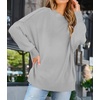 image:imageZESICA Womens Winter Oversized Striped Ribbed Knit SweaterGrey