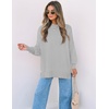 image:imageZESICA Womens Winter Oversized Striped Ribbed Knit SweaterGrey