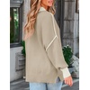 image:imageZESICA Womens Winter Oversized Striped Ribbed Knit SweaterGreyapricot