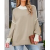 image:imageZESICA Womens Winter Oversized Striped Ribbed Knit SweaterGreyapricot
