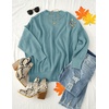 image:imageZESICA Womens Winter Oversized Striped Ribbed Knit SweaterLake