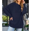 image:imageZESICA Womens Winter Oversized Striped Ribbed Knit SweaterNavy