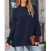 image:imageZESICA Womens Winter Oversized Striped Ribbed Knit SweaterNavy