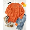 image:imageZESICA Womens Winter Oversized Striped Ribbed Knit SweaterOrange