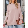 image:imageZESICA Womens Winter Oversized Striped Ribbed Knit SweaterPink