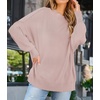 image:imageZESICA Womens Winter Oversized Striped Ribbed Knit SweaterPink