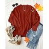 image:imageZESICA Womens Winter Oversized Striped Ribbed Knit SweaterRust