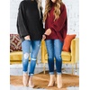 image:imageZESICA Womens Winter Oversized Striped Ribbed Knit SweaterWine