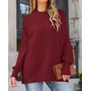 image:imageZESICA Womens Winter Oversized Striped Ribbed Knit SweaterWine