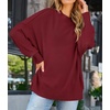 image:imageZESICA Womens Winter Oversized Striped Ribbed Knit SweaterWine