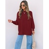 image:imageZESICA Womens Winter Oversized Striped Ribbed Knit SweaterWine