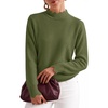 image:imageZESICA Fall 2026 Scalloped Mock Neck Pullover Sweaters for WomenArmygreen