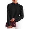 image:imageZESICA Fall 2026 Scalloped Mock Neck Pullover Sweaters for WomenBlack