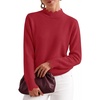 image:imageZESICA Fall 2026 Scalloped Mock Neck Pullover Sweaters for WomenWine