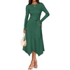 image:imageZESICA Long Sleeve Sweater Dresses Wedding Guest Midi DressGreen