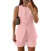 image:imageZESICA Womens 2 Piece Short Sets Business Casual Matching Set OutfitsPink
