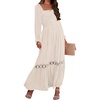 image:imageZESICA Womens 2026 Boho Long Sleeve Fall Maxi DressApricot