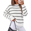 image:imageZESICA Womens 2026 Casual Long Sleeve Striped Pullover SweatersWhite