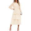 image:imageZESICA Womens 2026 Chiffon Tiered Long Sleeve DressesApricot